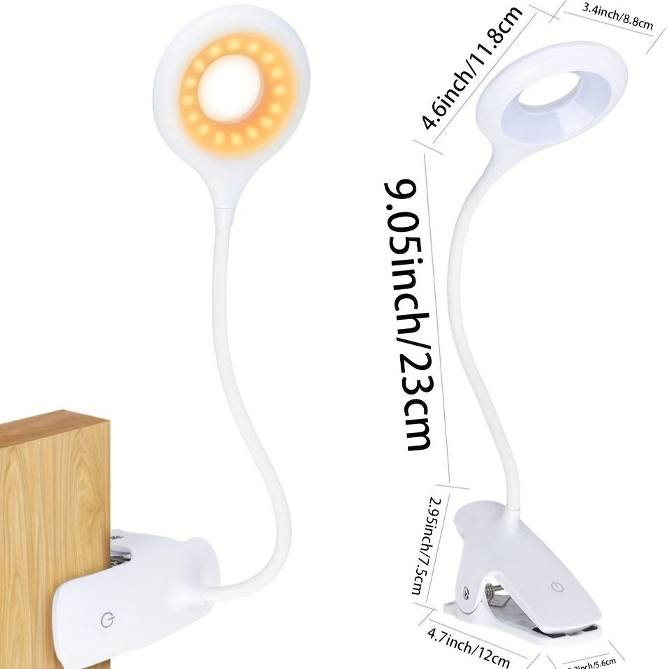 Rechargeable Amber Reading Light (Clip-On, Dimmable)