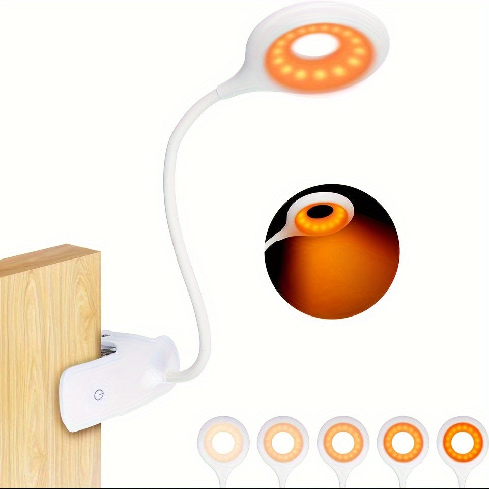 Rechargeable Amber Reading Light (Clip-On, Dimmable)